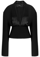 A.W.A.K.E Mode Cummerbund Collar Tuxedo Crepe and Satin top Black