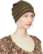 OPEN YY Khaki Stripe Slouchy Beanie