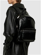 SAINT LAURENT - Croc Embossed Leather Backpack