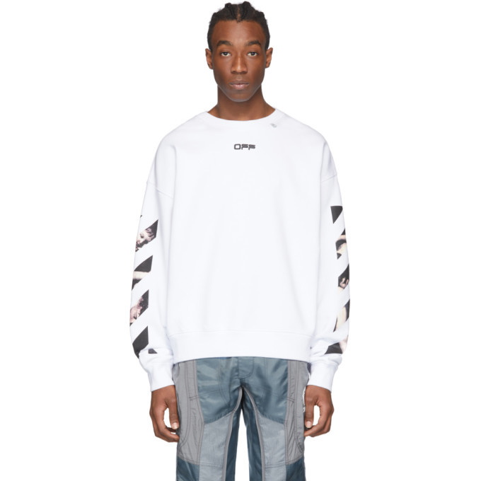 Photo: Off-White White Caravaggio Square Arrows Slim Sweatshirt