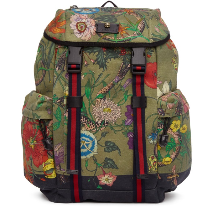 Photo: Gucci Multicolor Canvas Flora Snake Print Backpack