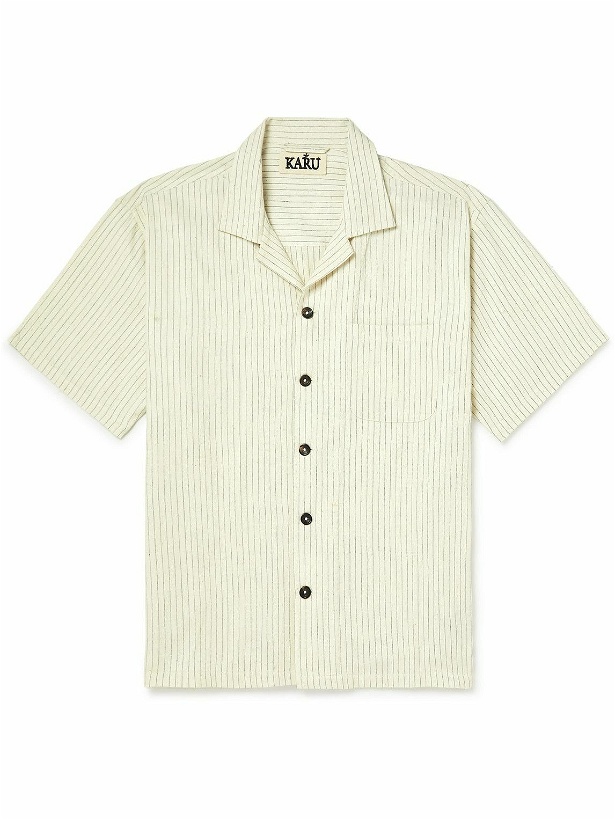 Photo: Karu Research - Camp-Collar Pinstriped Cotton Shirt - Neutrals