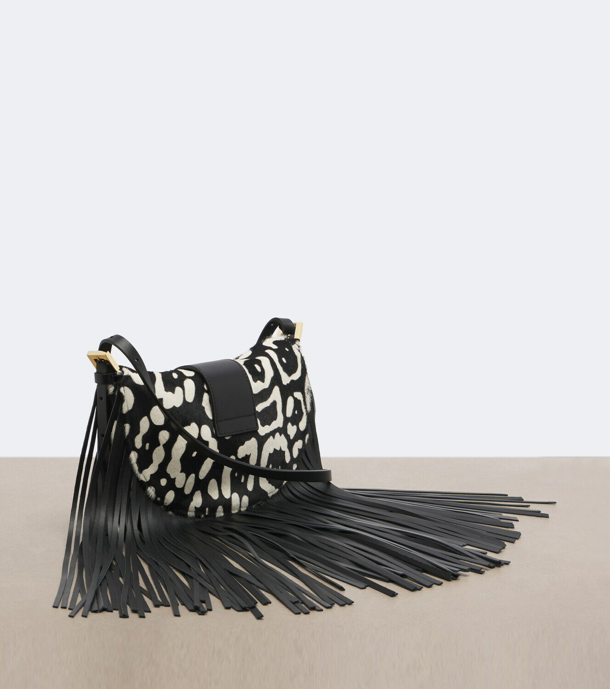 Fendi Croissant fringed calf hair shoulder bag