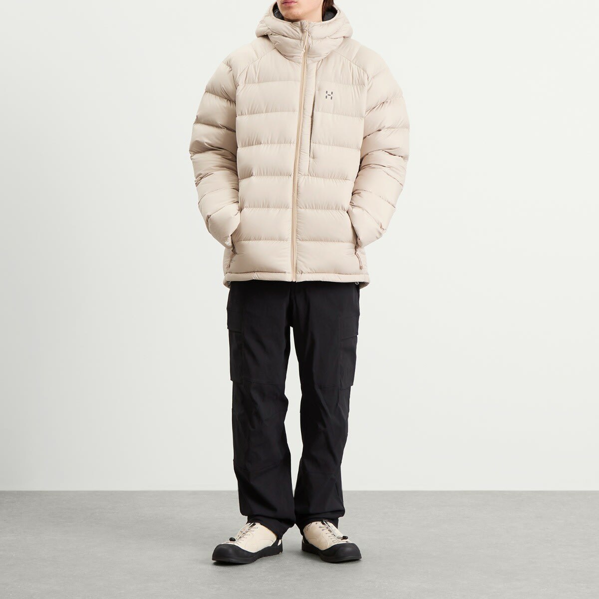 Haglöfs Men's Rosson Pertex Down Hooded Jacket in Chalk Beige