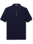Incotex - Slim-Fit Textured-Cotton Polo Shirt - Blue