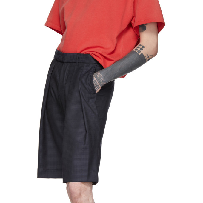Matthew Adams Dolan Navy Pleat Front Shorts