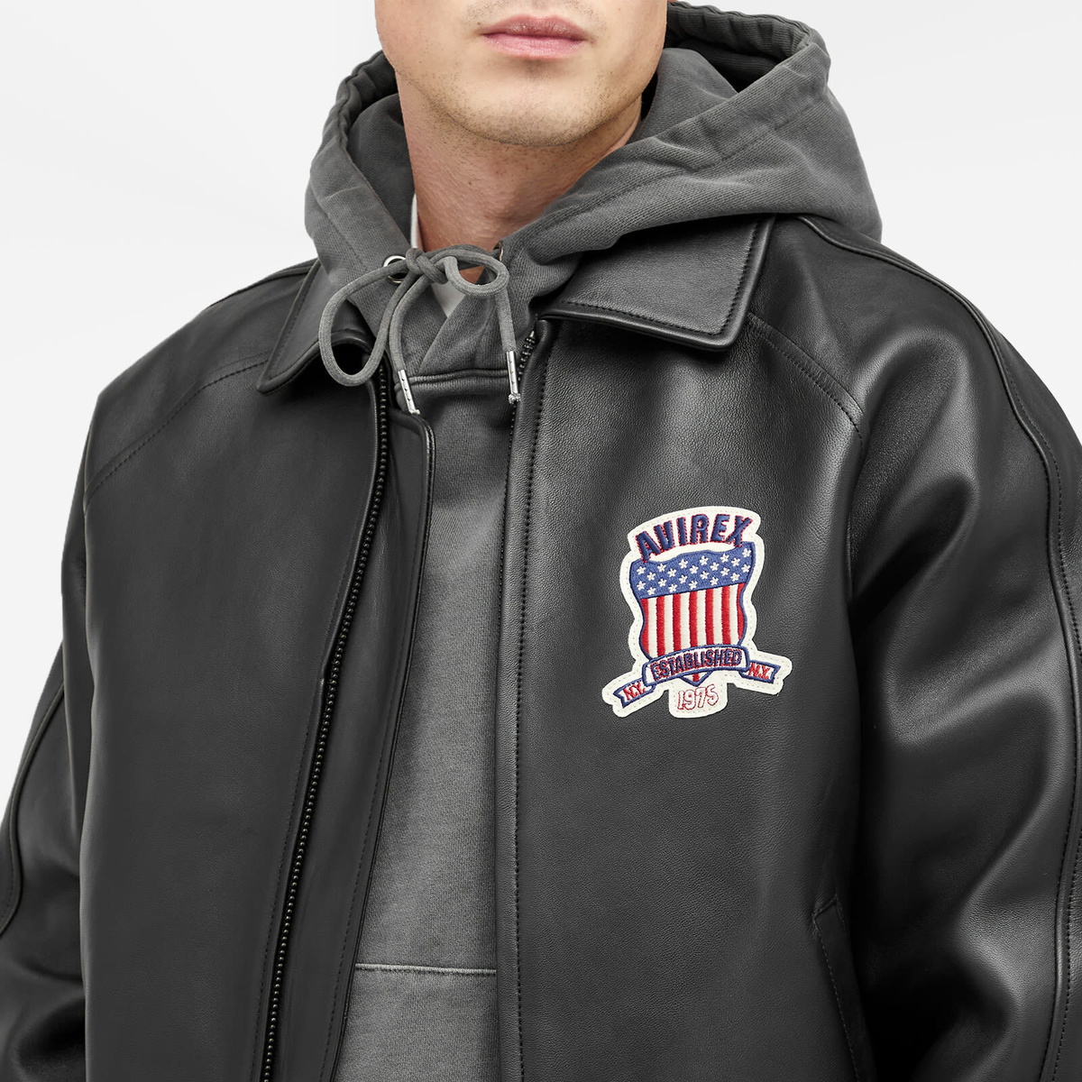 Avirex Men's Icon Leather Jacket in Black