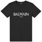 Balmain Men's Rubber Logo T-Shirt in Black/White