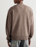 Maison Margiela - Distressed Embroidered Argyle Wool-Blend Cardigan - Brown
