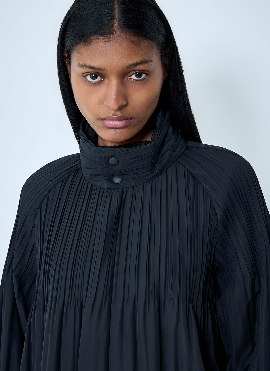 Pleats Please Issey Miyake Pleated High-Neck Coat