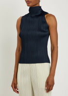 Pleats Please Issey Miyake Pleated Woven top Navy