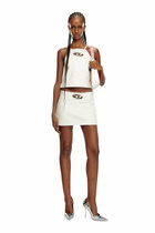 Diesel Leather mini skirt with metal logo - Skirts Womens in White