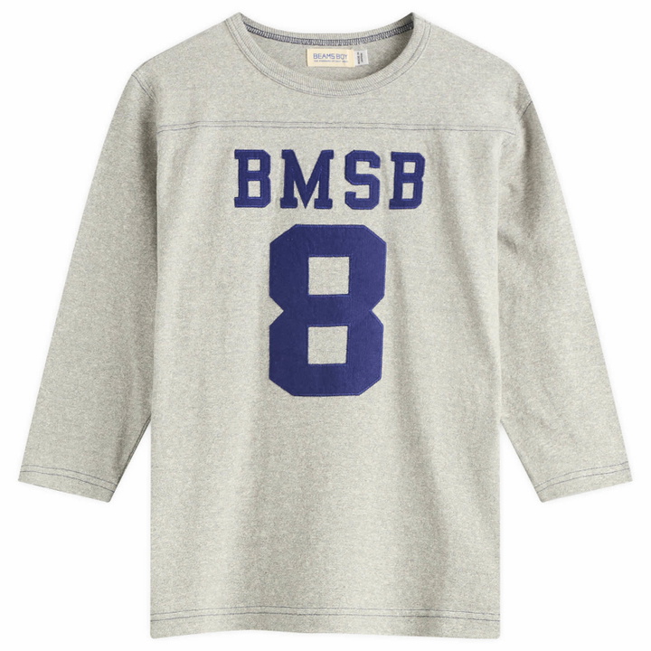 Photo: Beams Boy Women's 3/4 Sleeve Football T-Shirt in Grey