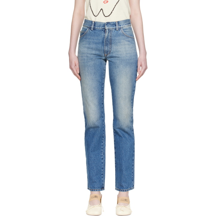 Photo: MM6 Maison Margiela Blue Slim 5-Pocket Jeans