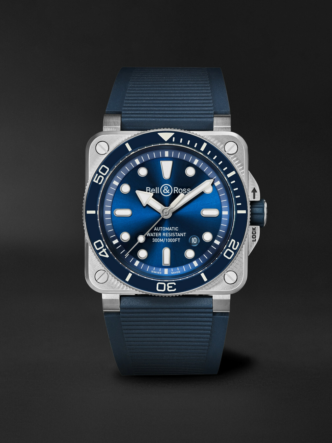 Bell & Ross - BR-03 Diver Automatic Stainless Steel Watch, Ref. BR03A-D-BLU-ST/SRB