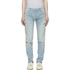 Balmain Blue Six-Pocket Vintage Distressed Jeans