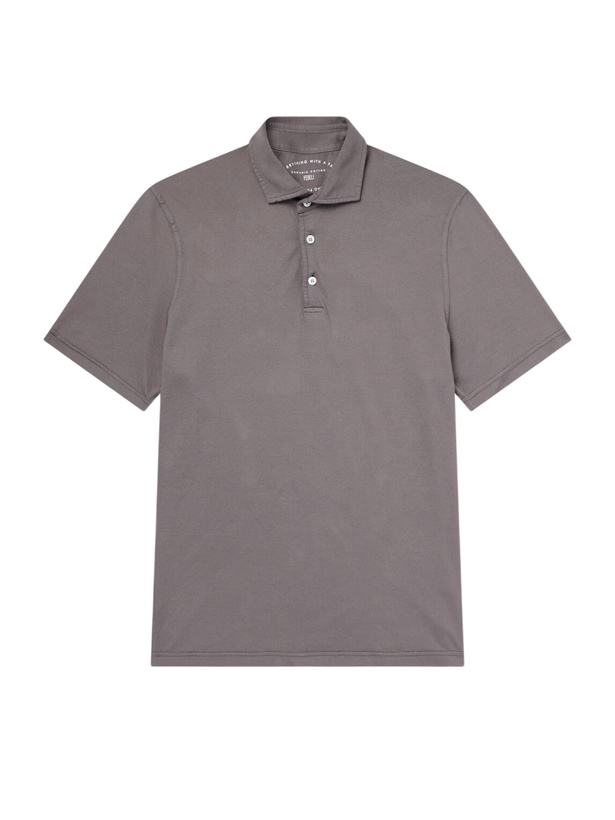 Photo: FEDELI - Cotton-Jersey Polo Shirt - Brown