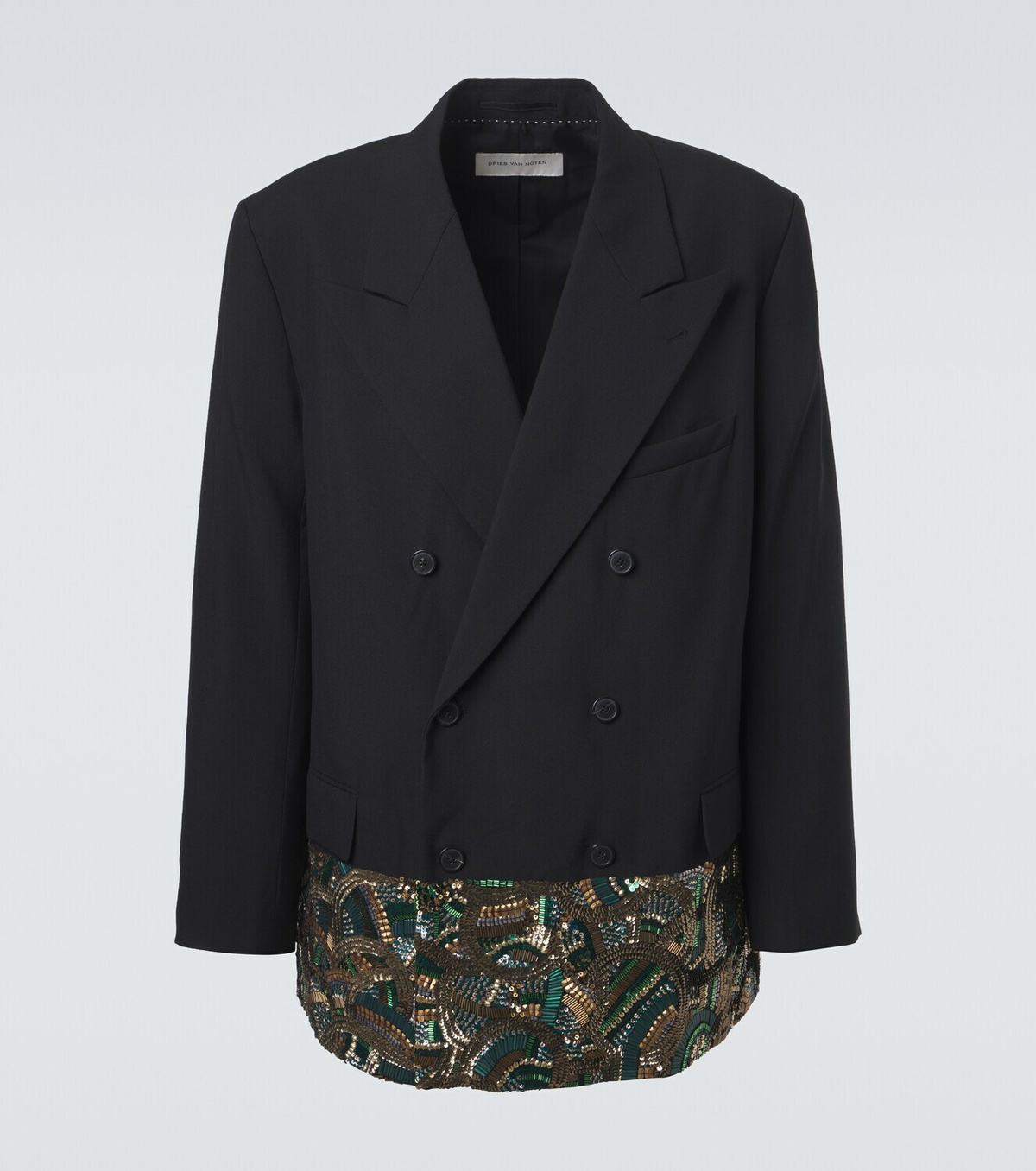 Dries Van Noten Embellished double-breasted wool blazer