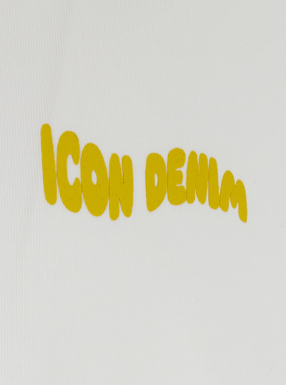 Icon Denim White Crewneck T-shirt With Logo Lettering On The Front In Cotton Man