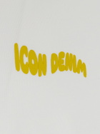 Icon Denim White Crewneck T-shirt With Logo Lettering On The Front In Cotton Man