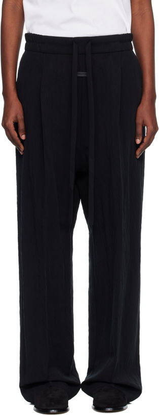 Photo: Fear of God Black Tencel Nylon Drawstring Straight Trousers