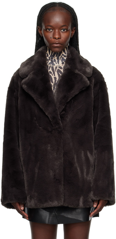 Photo: Stand Studio Brown Savannah Faux-Fur Jacket