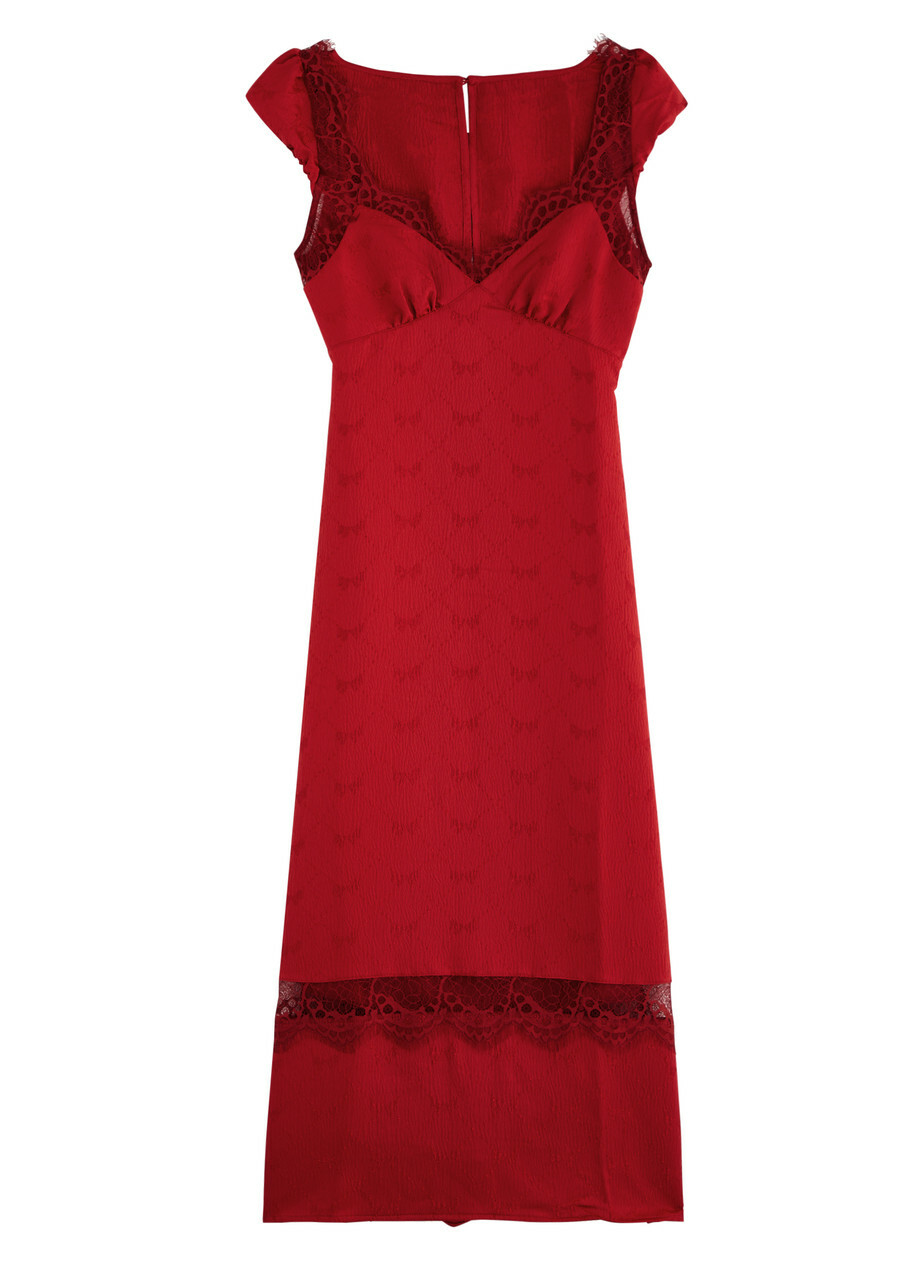 Free People Foolish Heart Cloqué Midi Dress Red