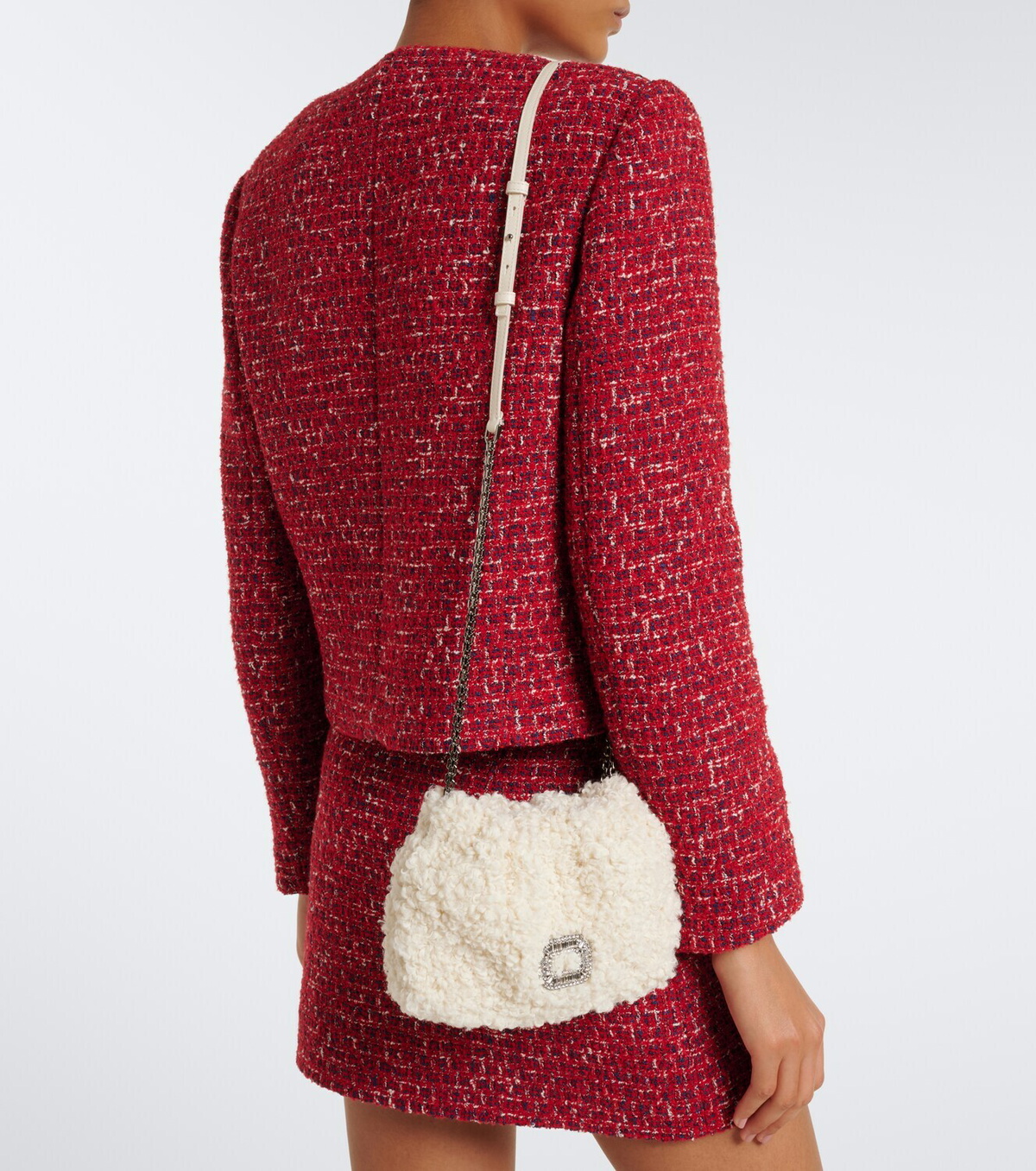 Roger Vivier Pilgrim Micro shearling shoulder bag
