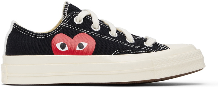Photo: COMME des GARÇONS PLAY Black Converse Edition Half Heart Chuck 70 Low Sneakers