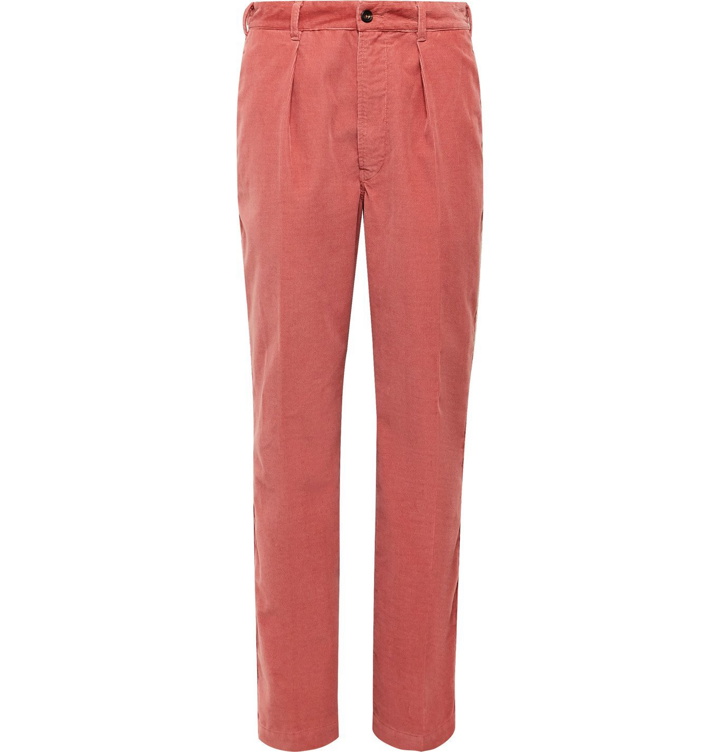 Photo: Drake's - Pleated Cotton-Corduroy Suit Trousers - Pink