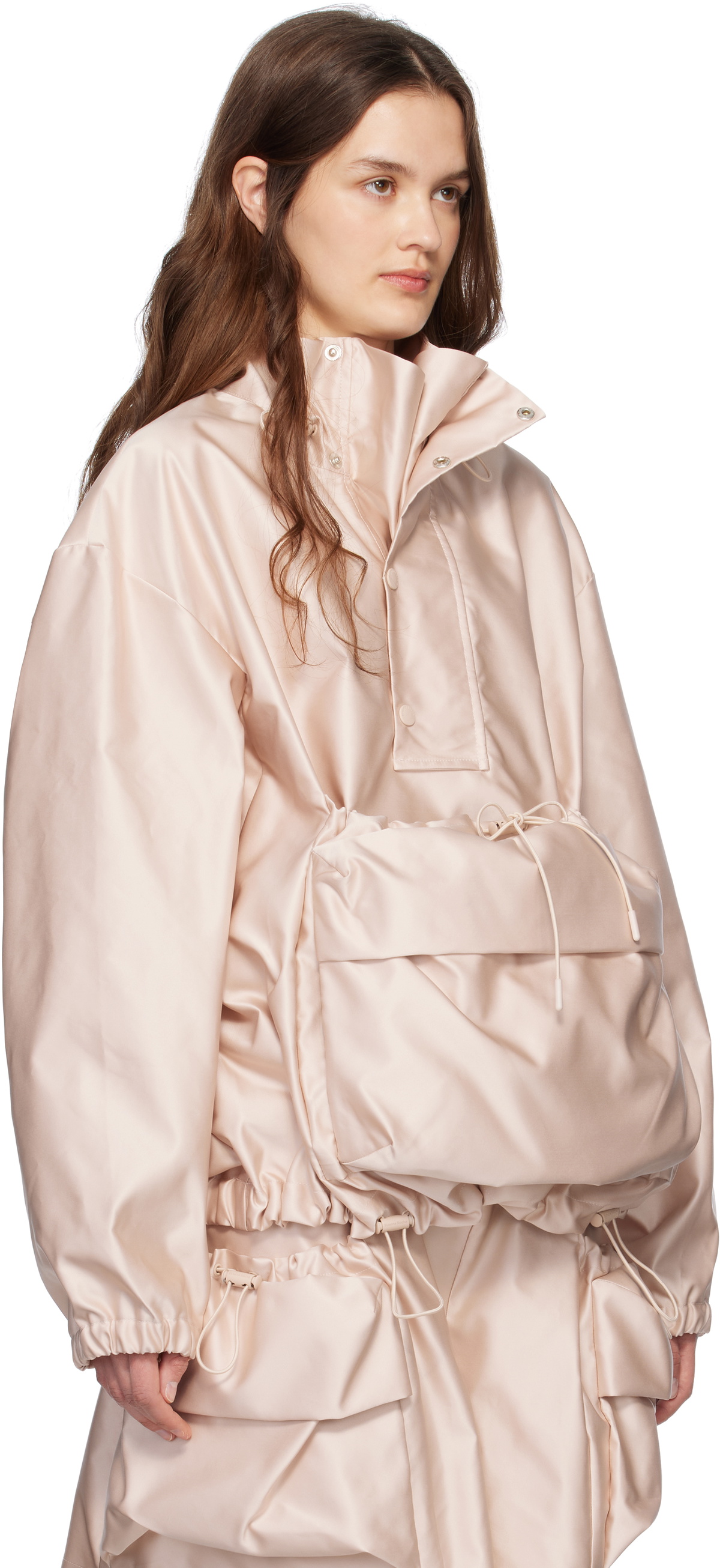 Simone Rocha Pink Drawstring Cargo Flap Pocket Detail Jacket