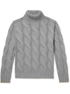 BRUNELLO CUCINELLI - Oversized Cable-Knit Cashmere Rollneck Sweater - Gray