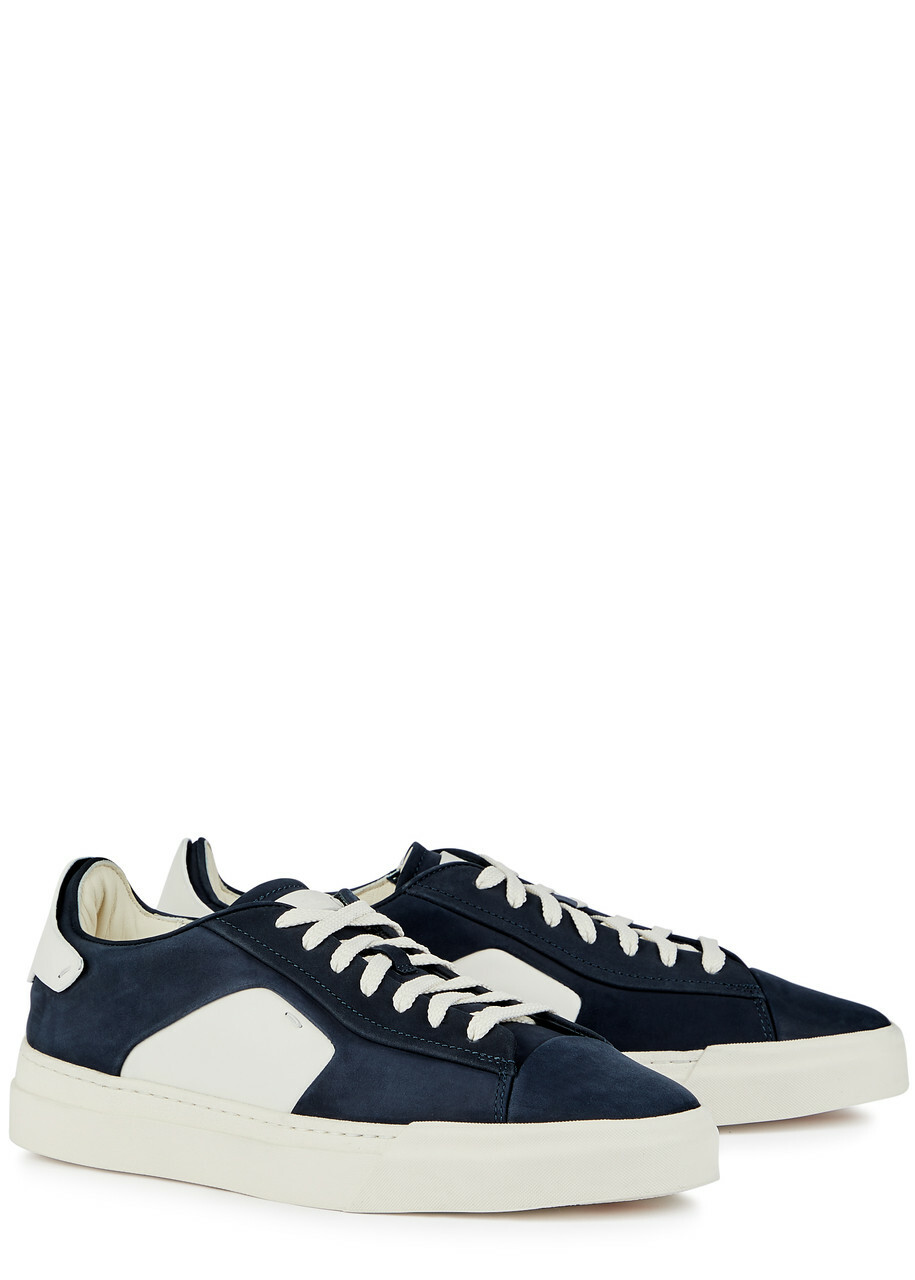 Santoni Darts Panelled Nubuck Sneakers Blue And White