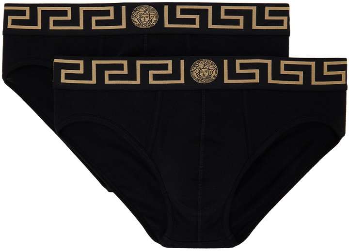Photo: Versace Underwear Two-Pack Black Greca Border Briefs