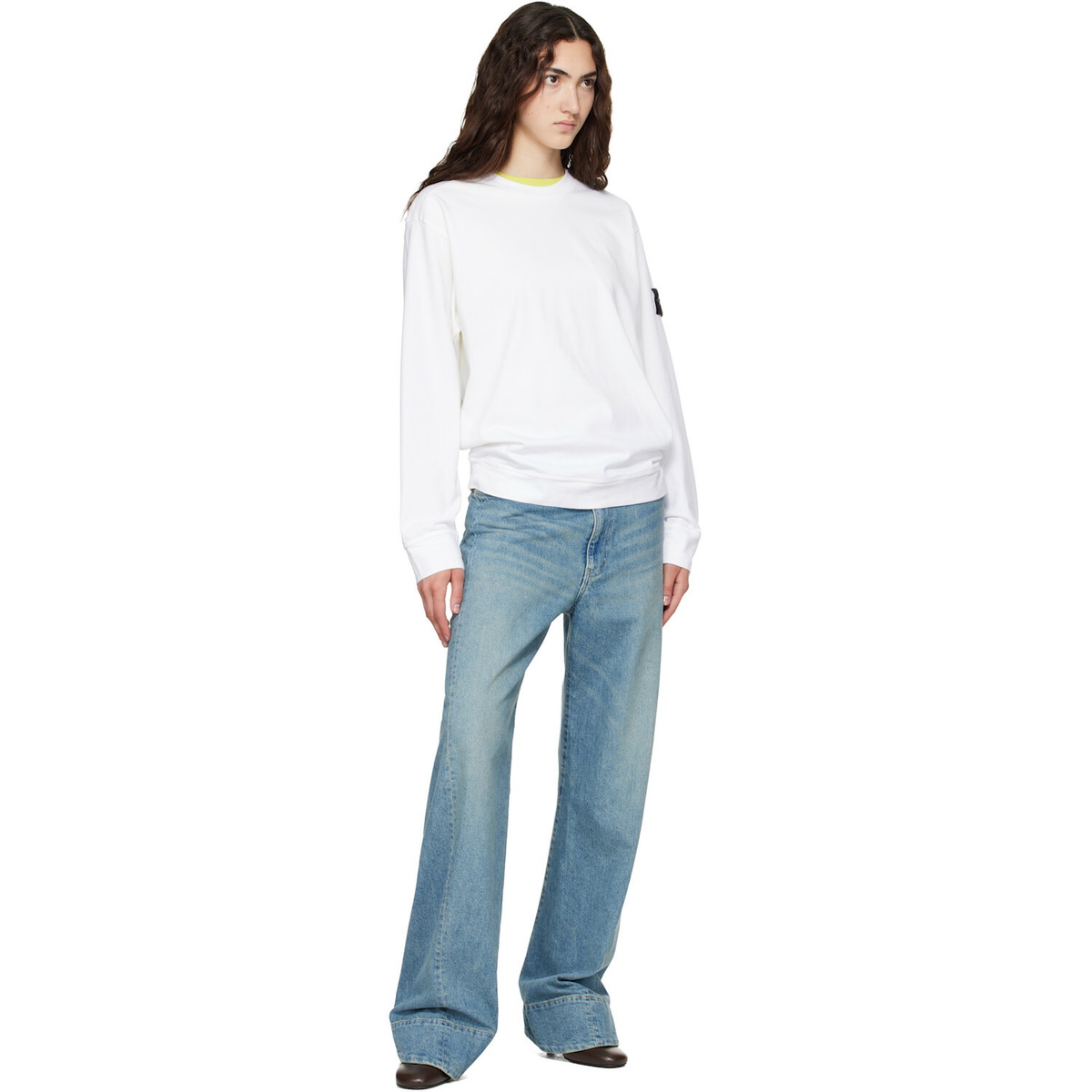 Stone Island White 6100057 Heavy Organic Cotton Jersey Sweatshirt
