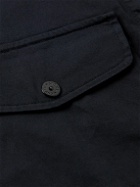 Stone Island - Logo-Appliquéd Garment-Dyed Cotton-Blend Sateen Overshirt - Blue