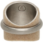 MM6 Maison Margiela Silver & Beige Flocked Display Ring