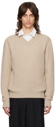 Brioni Beige Cashmere V-Neck Sweater