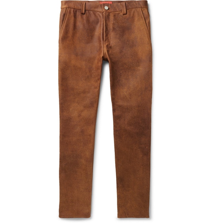 Photo: 424 - Slim-Fit Leather Trousers - Brown