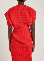 Issey Miyake Asymmetric Ribbed-knit top Red