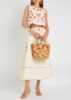 Never Fully Dressed Pollenca Embroidered Cotton Midi Skirt White