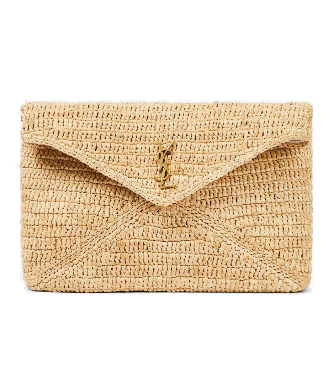 SAINT LAURENT Cassandre レザーポーチ Cassandre Large leather pouch in black - Saint Laurent