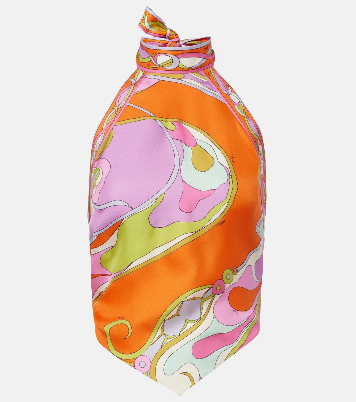 Pucci Orchidee halterneck silk twill top