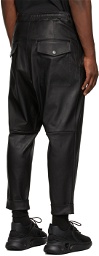 Balmain Black Lambskin Low Crotch Leather Pants