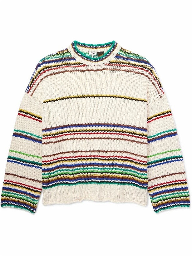 Photo: LOEWE - Paula's Ibiza Striped Cotton-Blend Sweater - Neutrals