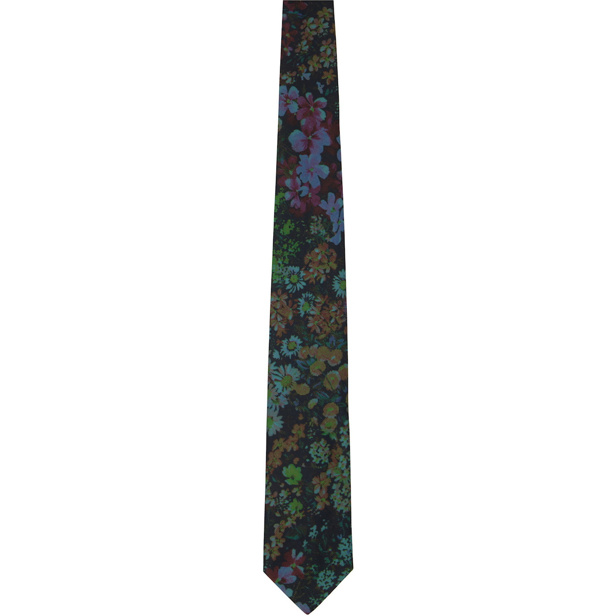 Dries Van Noten Navy & Green Floral Tie