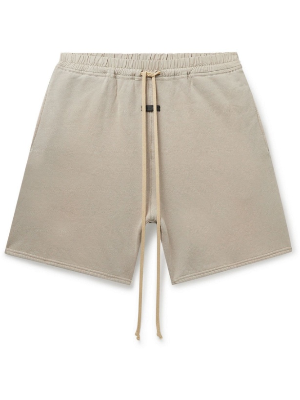 Photo: Fear of God - Wide-Leg Shell-Trimmed Cotton-Jersey Drawstring Shorts - Neutrals