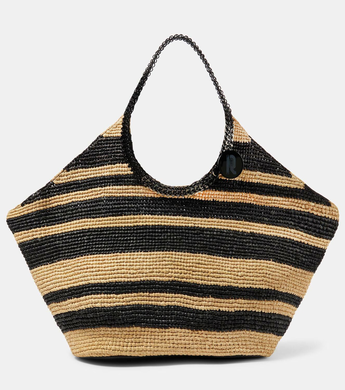 Rabanne Large striped raffia tote bag Paco Rabanne