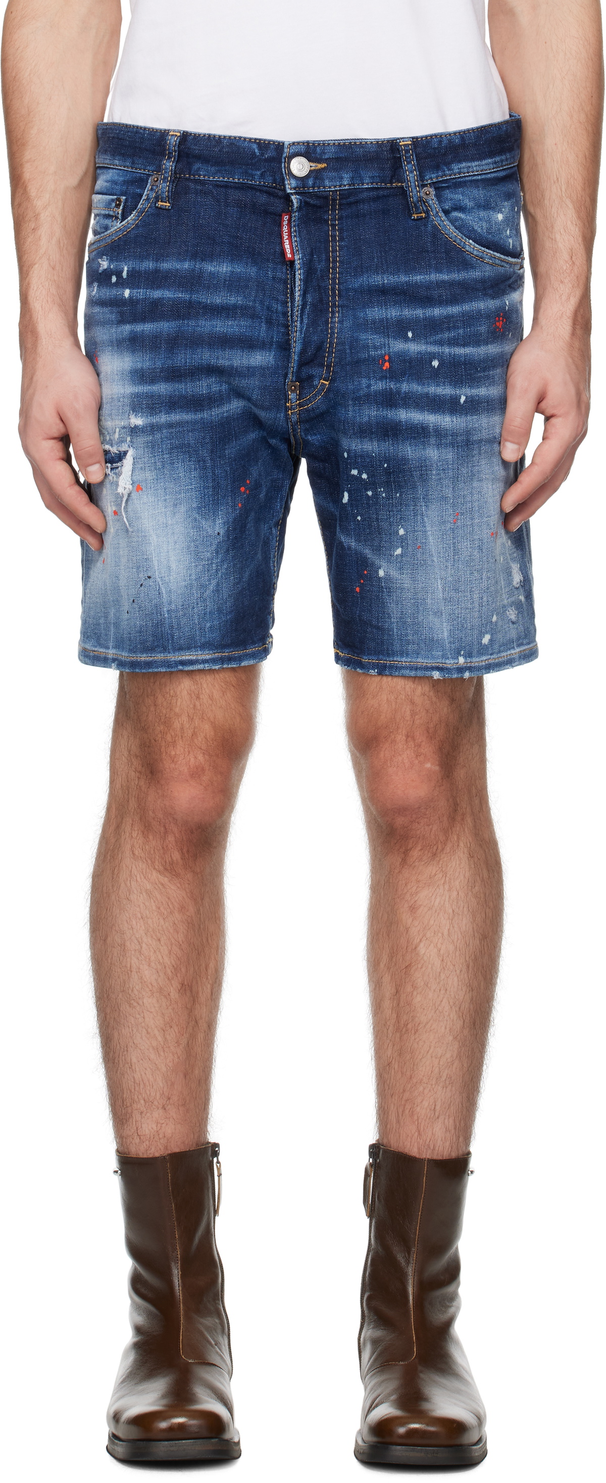 Dsquared2 Blue Medium Easy Wash Denim Shorts