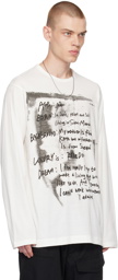 Yohji Yamamoto White Printed Long Sleeve T-Shirt
